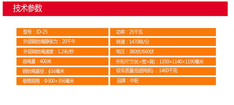 JD-25調(diào)度絞車技術(shù)參數(shù)