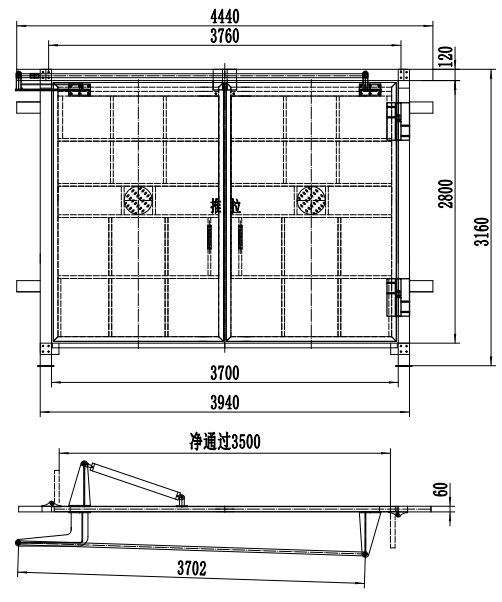 電液自動(dòng)無(wú)壓風(fēng)門(mén)圖紙